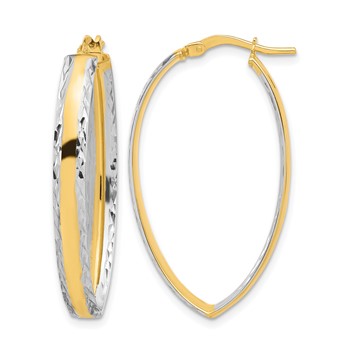 Leslie's 14K and White Rhodium Polished and Diamond-cut In/Out Hoop Earring