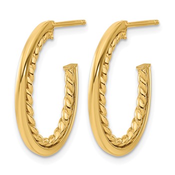 Leslie's 14K Polished and Twist J-Hoop Post Earrings — alternate view