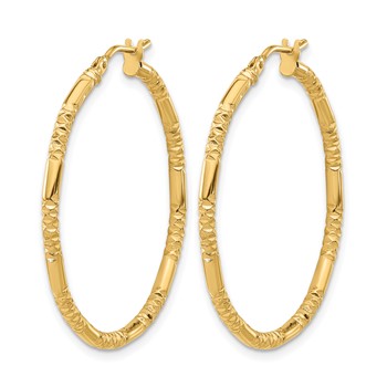 Leslie's 14K Polished and Textured Hoop Earrings — alternate view