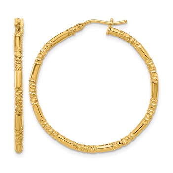 Leslie's 14K Polished and Textured Hoop Earrings