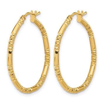 Leslie's 14K Polished and Textured Hoop Earrings — alternate view
