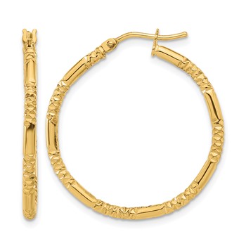 Leslie's 14K Polished and Textured Hoop Earrings