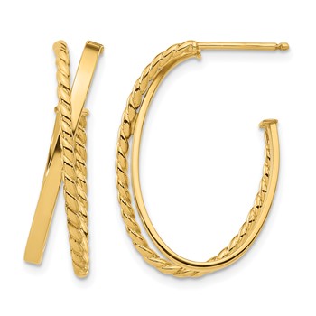 Leslie's 14K Polished and Twist J-Hoop Post Earrings