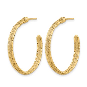 Leslie's 14K Diamond-cut and Textured Post Hoop Earrings — alternate view