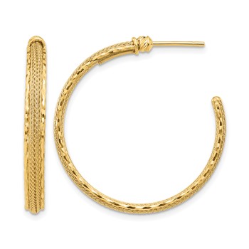 Leslie's 14K Diamond-cut and Textured Post Hoop Earrings
