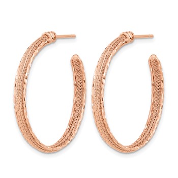 Leslie's 14K Rose Gold Diamond-cut and Textured Post Hoop Earrings — alternate view