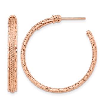 Leslie's 14K Rose Gold Diamond-cut and Textured Post Hoop Earrings