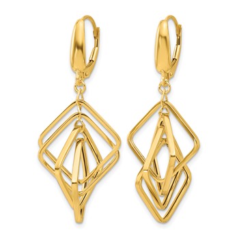 Leslie's 14K Polished Squares Dangle Earrings — alternate view