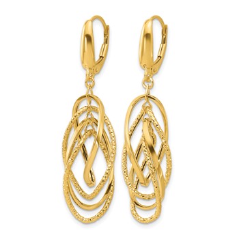 Leslie's 14K Polished and Textured Ovals Dangle Earrings — alternate view