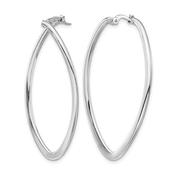 Leslie's 14K w/ White Rhodium Plating Polished Oval Hoop Earrings — alternate view