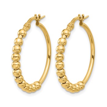 Leslie's 14K Polished Beaded Hoop Earrings — alternate view