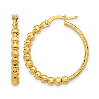 Leslie's 14K Polished Beaded Hoop Earrings