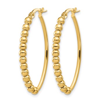 Leslie's 14K Polished Beaded Oval Hoop Earrings — alternate view