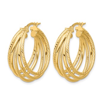 Leslie's 14K Polished and Multi Textured Hoop Earrings — alternate view