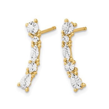 Leslie's 14K and White Rhodium Polished and Diamond-cut Post Earrings — alternate view