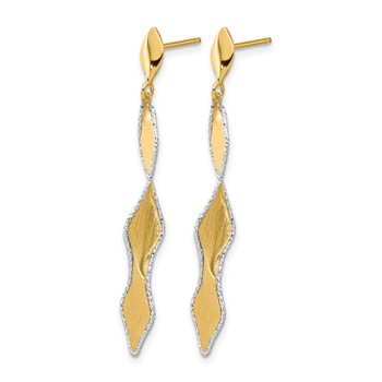 Leslie's 14K and White Rhodium Polished and Satin Post Dangle Earrings — alternate view
