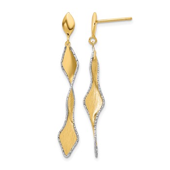 Leslie's 14K and White Rhodium Polished and Satin Post Dangle Earrings