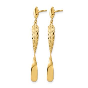 Leslie's 14K Polished and Textured Post Dangle Earrings — alternate view