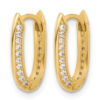 Leslie's 14K Polished CZ Hinged Hoop Earrings — alternate view
