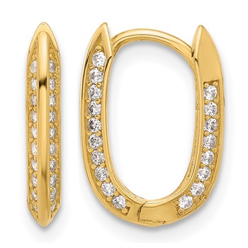 Leslie's 14K Polished CZ Hinged Hoop Earrings