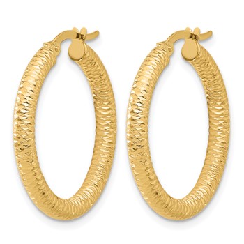 Leslie's 14K Diamond-Cut Round Hoop Earrings — alternate view