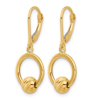 Leslie's 14K Polished and Diamond-cut Beads Leverback Earrings — alternate view