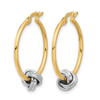 Leslie's 14K Two-tone Polished Knot Hoop Earrings — alternate view