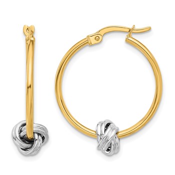 Leslie's 14K Two-tone Polished Knot Hoop Earrings