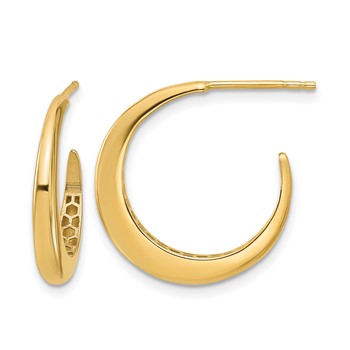 Leslie's 14K Polished J-Hoop Post Earrings