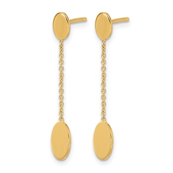 Leslie's 14K Polished Oval Discs Dangle Post Earrings — alternate view