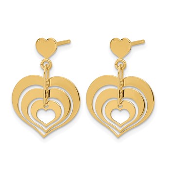 Leslie's 14K Polished Hearts Dangle Post Earrings — alternate view
