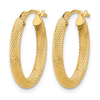 Leslie's 14K Polished and Textured Oval Hoop Earrings — alternate view