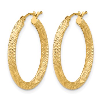 Leslie's 14K Polished and Textured Round Hoop Earrings — alternate view
