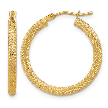Leslie's 14K Polished and Textured Round Hoop Earrings