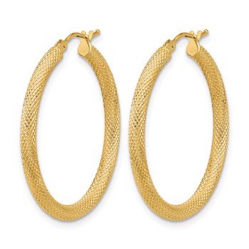 Leslie's 14K Polished and Textured Round Hoop Earrings — alternate view