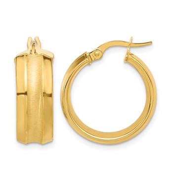 Leslie's 14K Polished and Brushed Hoop Earrings