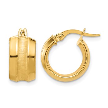 Leslie's 14K Polished and Brushed Hoop Earrings