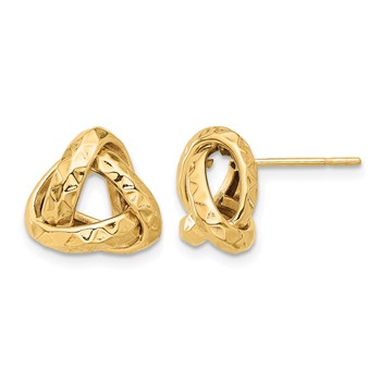 Leslie's 14K Polished and Diamond-cut Triangle Love Knot Post Earrings