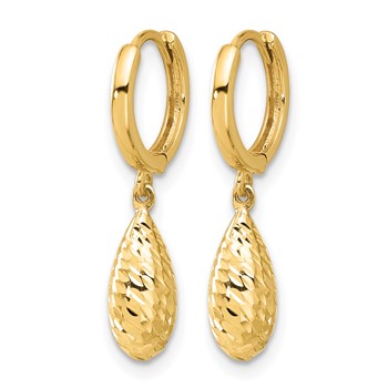 Leslie's 14K Polished and Diamond-cut Dangle Hoop Earrings — alternate view