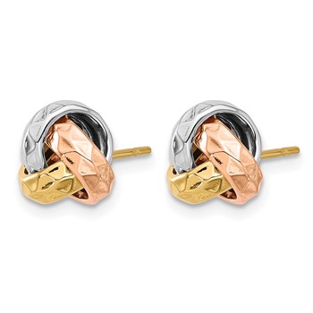 Leslie's 14K Tri-color Polished and Textured Love Knot Post Earrings — alternate view