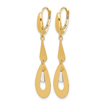 Leslie's 14K Two-tone Polished Teardrop Dangle Leverback Earrings — alternate view