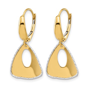 Leslie's 14K Two-tone Pol and Dia-cut Triangle Dangle Leverback Earrings — alternate view