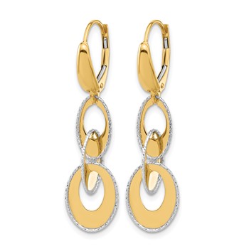 Leslie's 14K Two-tone Polished and Dia-cut Ovals Dangle Leverback Earrings — alternate view