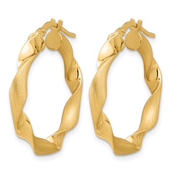 Leslie's 14K Polished and Brushed Twisted Hoop Earrings — alternate view