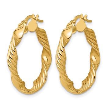 Leslie's 14K Polished and Textured Round Hoop Earrings — alternate view