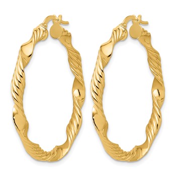 Leslie's 14K Polished and Textured Round Hoops — alternate view