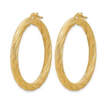 Leslie's 14K Polished and Textured Round Hoops — alternate view