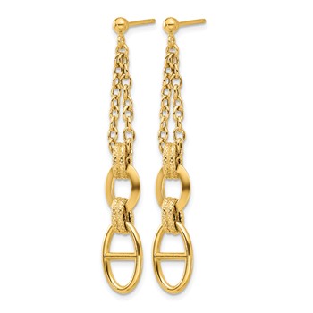 Leslie's 14K Polished and Textured Dangle Post Earrings — alternate view