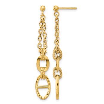 Leslie's 14K Polished and Textured Dangle Post Earrings