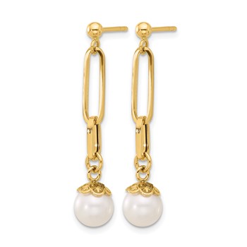 Leslie's 14K Polished Freshwater Cultured Pearl Post Dangle Earrings — alternate view